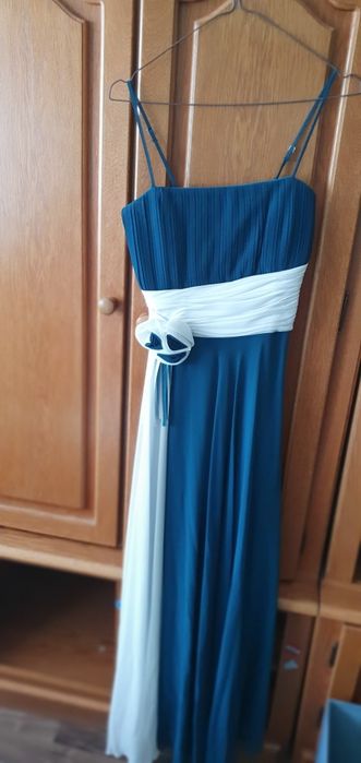 Rochie de ocazie, albastru turcoaz + esarfa, marimea 40, noua