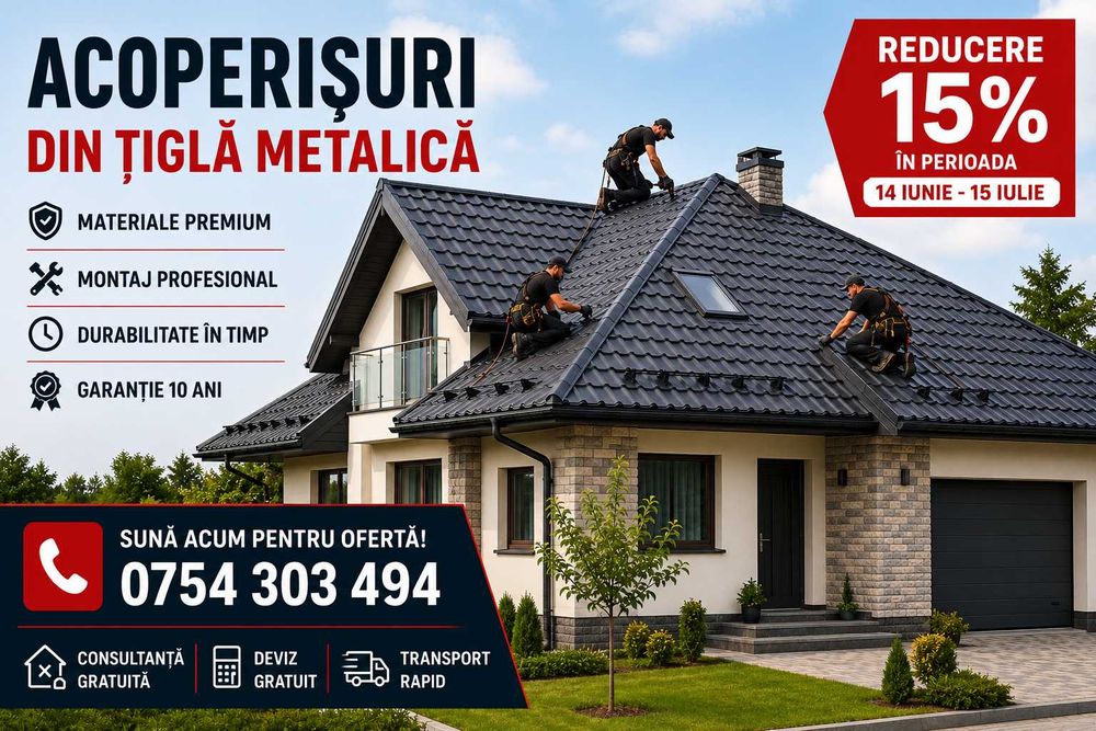 Reparatii acoperisuri, montaj acoperisuri, dulgherie, mansardari, montaj sisteme pluviale, montaj tigla montaj tabla constatare si deplasare gratuita