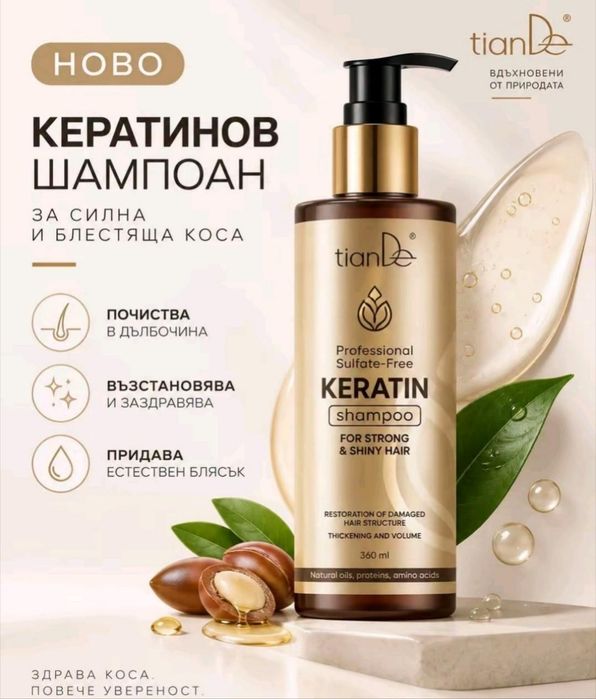 НОВО TianDe Професионален шампоан с Кератин