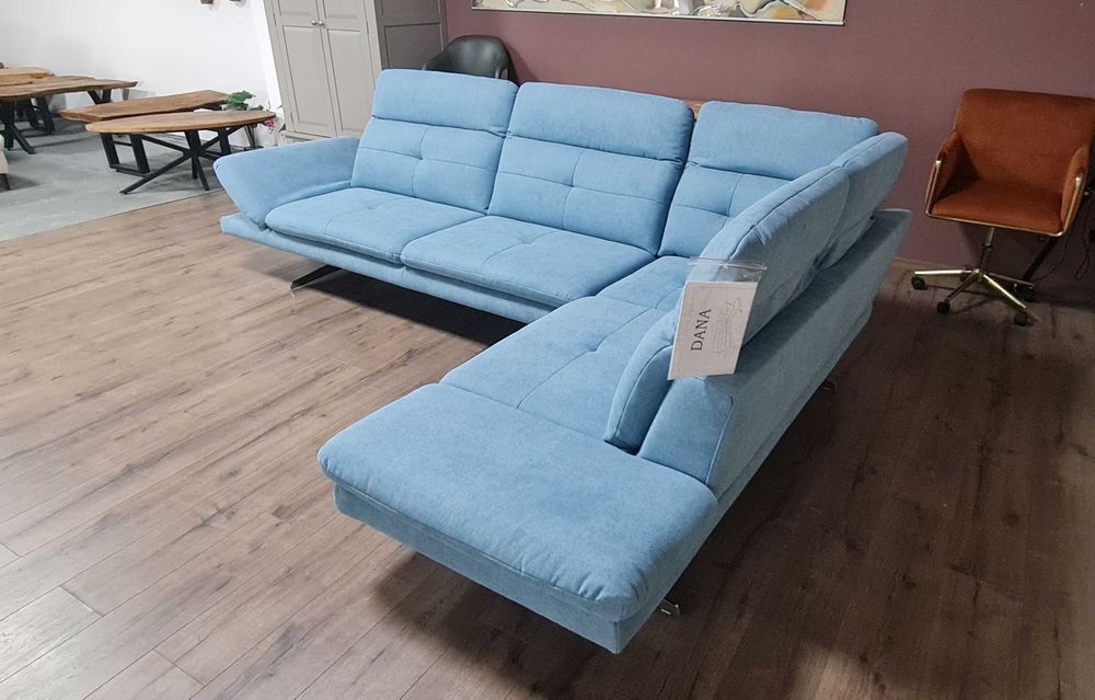 ПРОМОЦИЯ!!! Син ъглов диван от плат "DANA"
