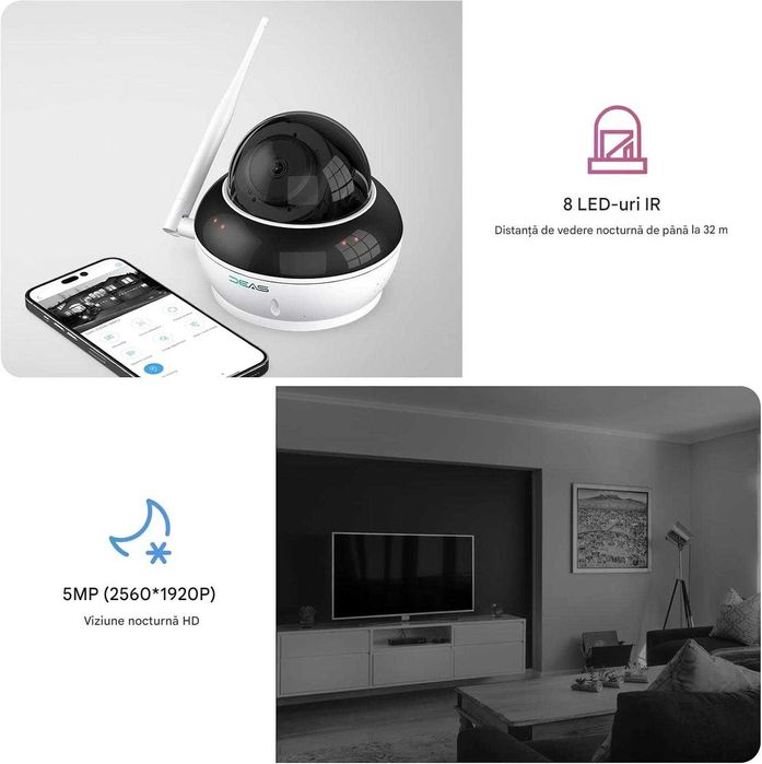Cameră de supraveghere SV3C C22 5MP/4K WiFi cameră IP wireless