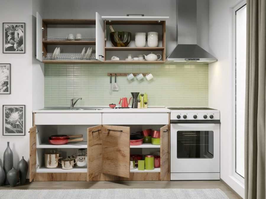 Set Mobila Bucatarie Gastro 160 Alb/Stejar – C07