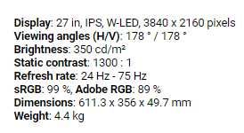 Монитор 27" Dell U2720Q за части