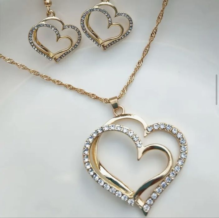 Комплект бижута - позлатено с 14к златно покритие - колие обеци гривна