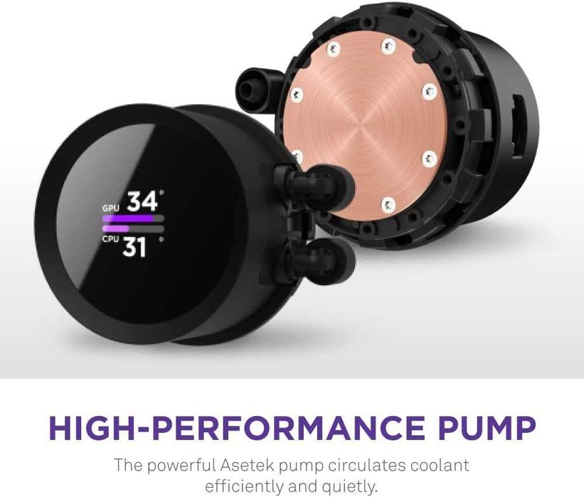 Racire cu lichid NZXT Kraken 240 AIO 240mm cu LCD, 2x F120P, negru