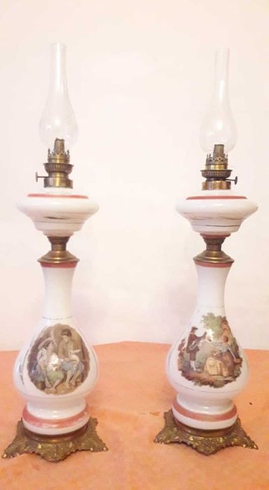 Lampa petrol din sticla pictura stil baroc