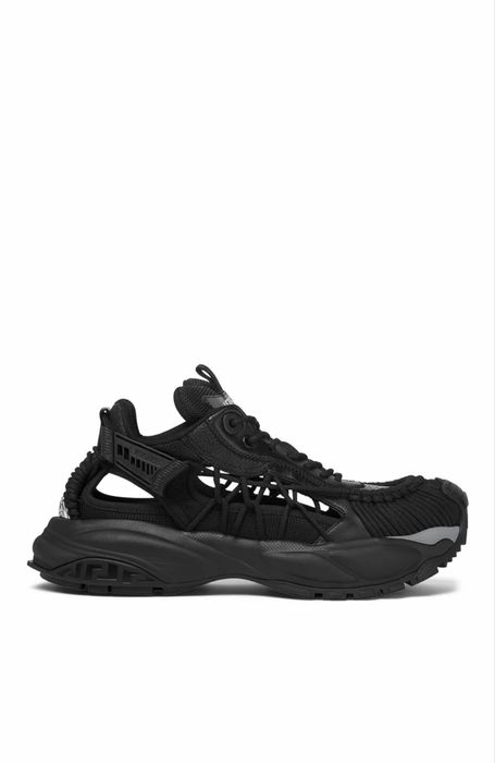 Versace Black Leather Athletic Men's Sneakers