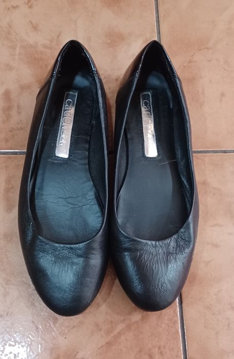 Balerini negri eleganti, imitație de piele cu lac, mărimea 37