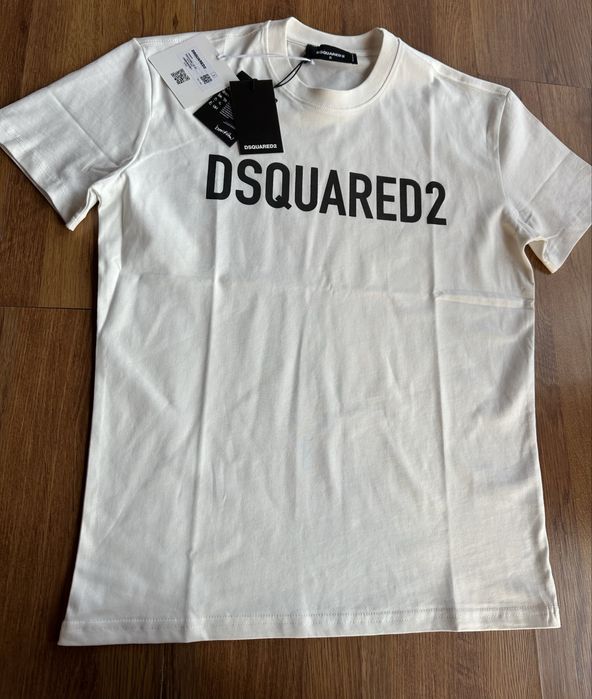 Мъжка,памучна,бяла тениска DSQUARED 2