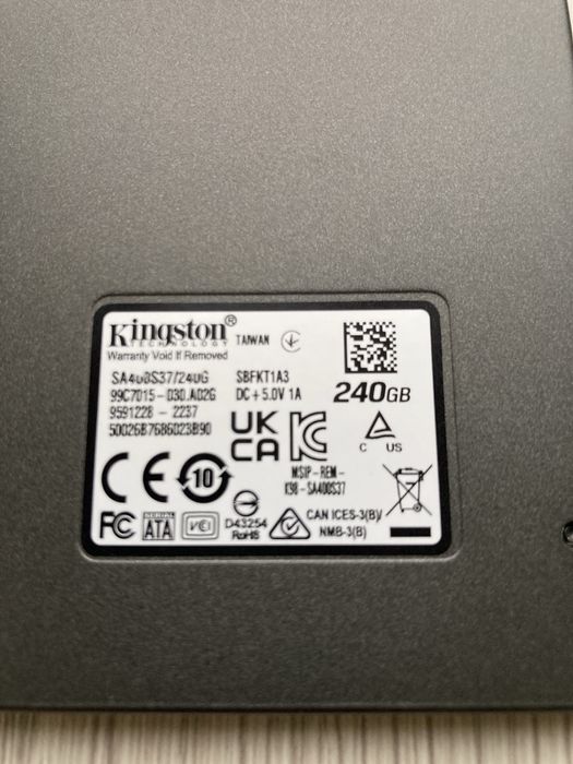 SSD 240GB Kingston A400 SATA III 2.5”