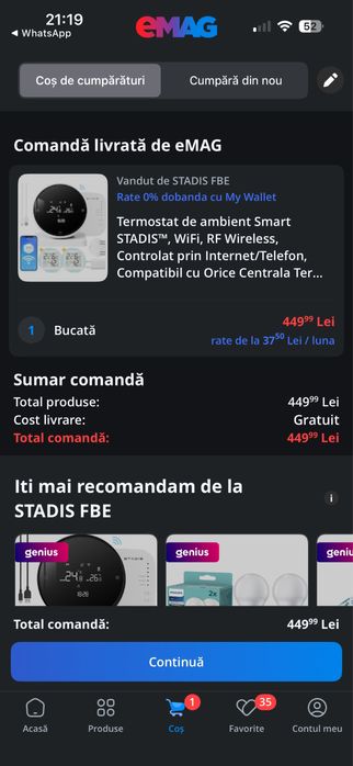 Termostat Smart Wireless incalzire 300 lei fix