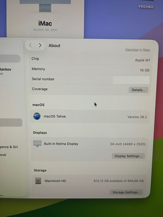 Apple iMac 24” 2021 16RAM 1TB SSD