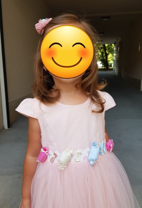 Детска рокля от прасковен тюл, размер 3-4 години