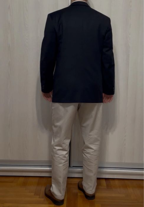 Sacou elegant bleumarin doua randuri de nasturi 100% lână