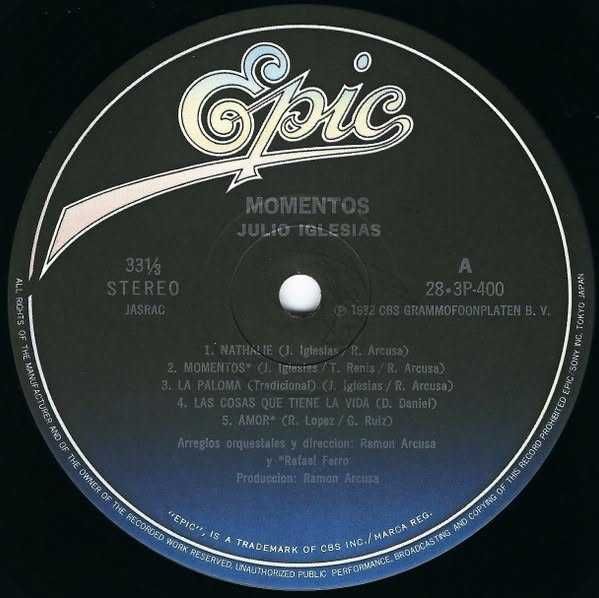 Vinil LP " PRESA JAPONEZA" Julio Iglesias – Momentos (EX)