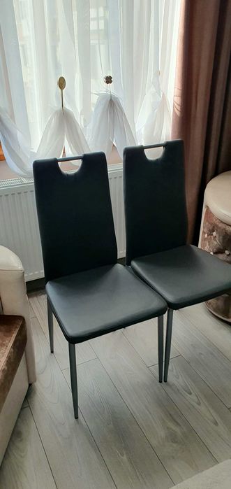 Scaune moderne (4 buc.) din piele ecologică culoare gri - ,,NOI'