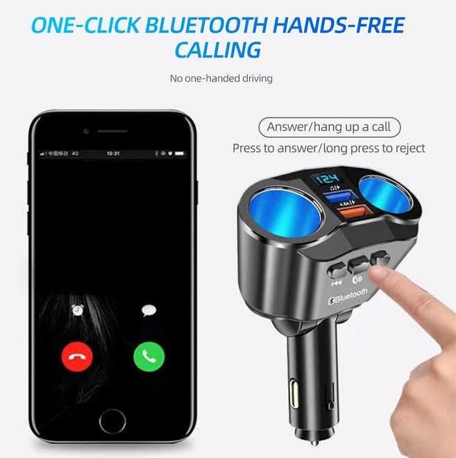 FM трансмитер Bluetooth 5.0 и зарядно 2 USB QC3.0