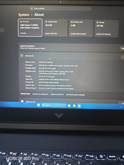 Hp Victus gaming ryzen5 rtx 3050ti noutbuk notebook ноутбук