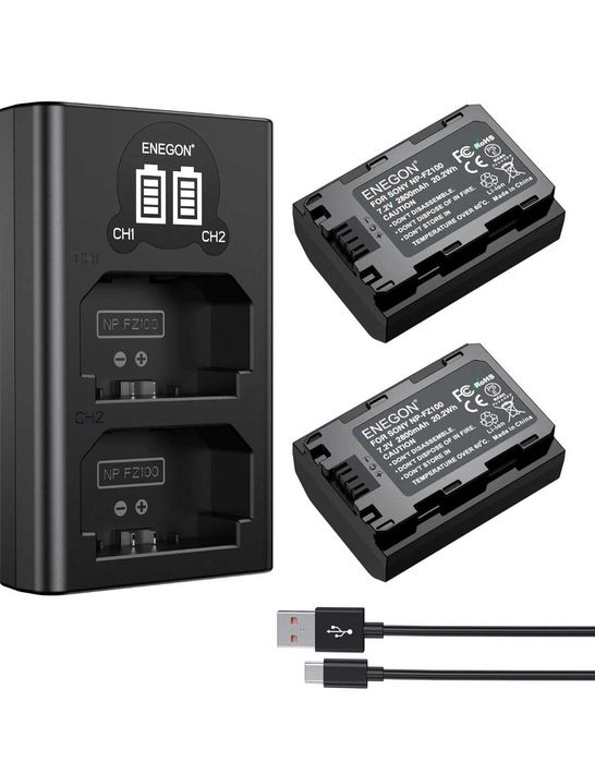 ENEGON NP-FZ100 Две батерии с капацитет 2280mAh и зарядно за Sony