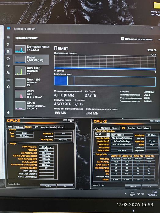Рам памет 32GB DDR4 3200 ADATA 2 X 16GB
