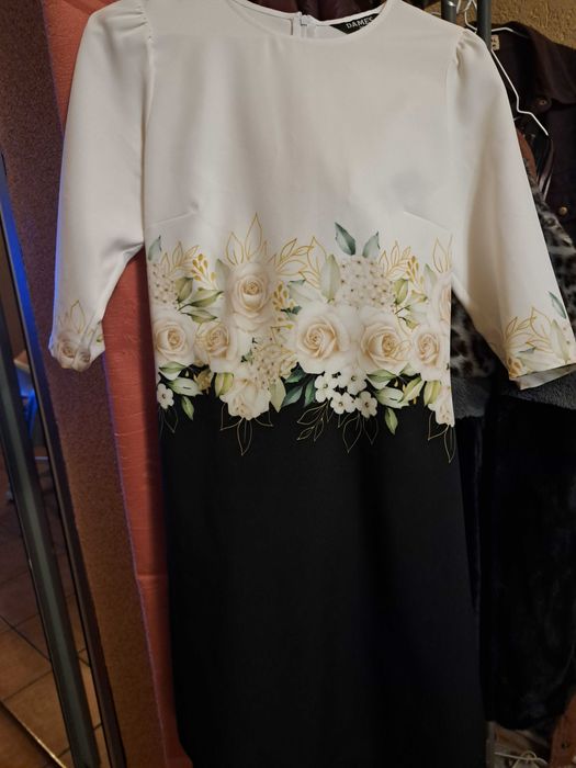 Rochie casual alb negru