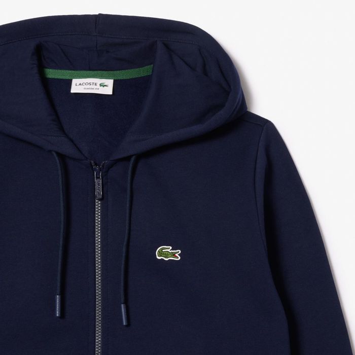 Темно синее зип худи Lacoste