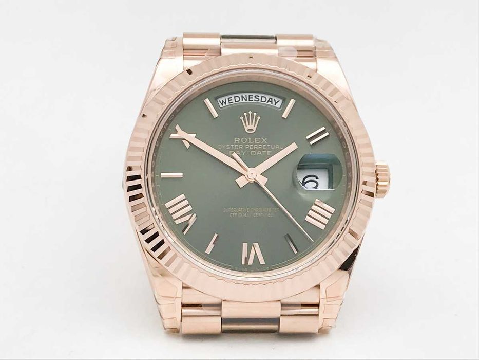Rolex Day-Date 40mm Rose Gold President – зелен циферблат Roman – реални снимки – поръчка