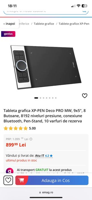 Tableta Grafica XP-PEN Digital Deco Pro MW Pen Tablet