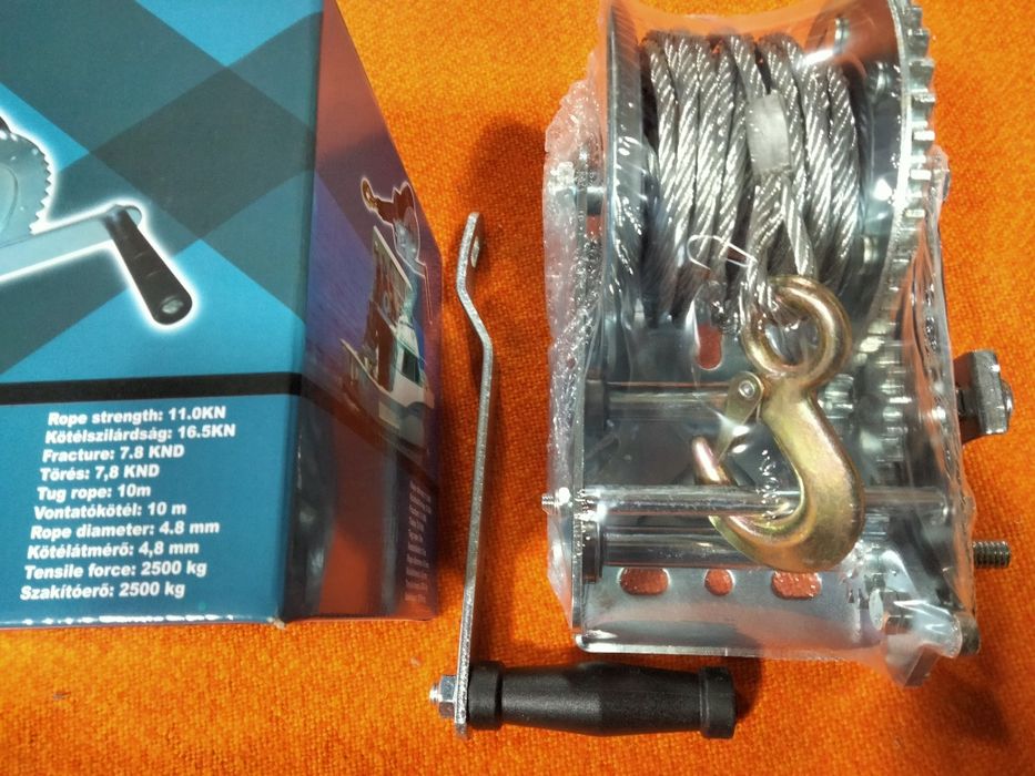 Troliu Manual 2500 kg .10 metri Cablu.