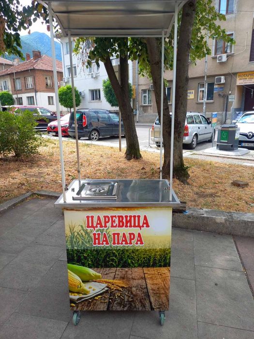 Количка за царевица с газова бутилка