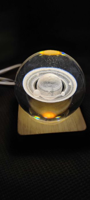 3D нощна лампа космос-Сатурн и нейните луни