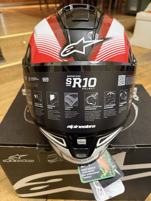 Карбонова Каска ALPINESTARS Supertech R10 Team Black/Carb/Red/White