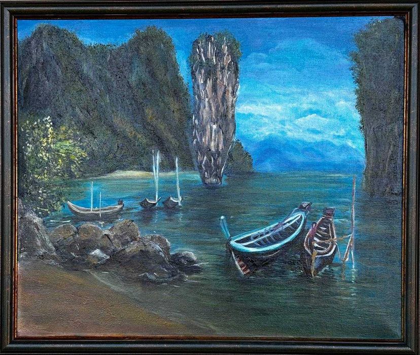 Оригинальна картина "Тайландски залив " с лодки