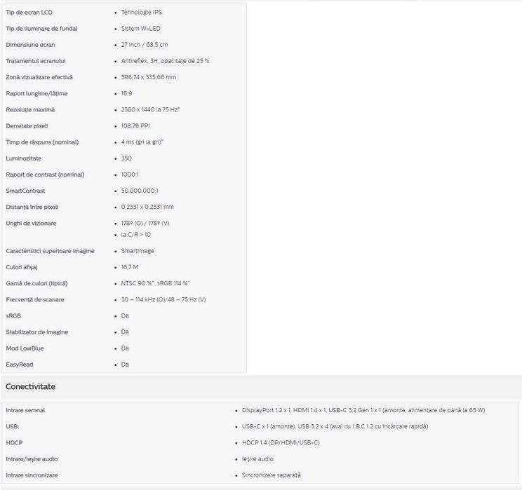 Monitor Gaming IPS LED Philips 27" 276B9