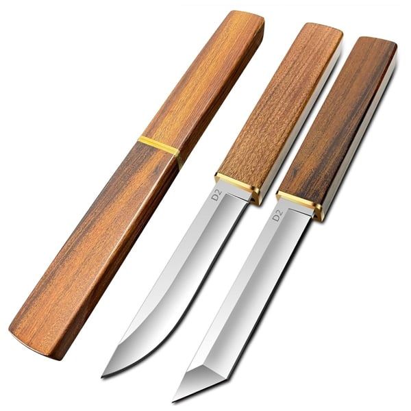 Set doua cutite japoneze fixed blade, maner lemn, 24 cm, vanatoare