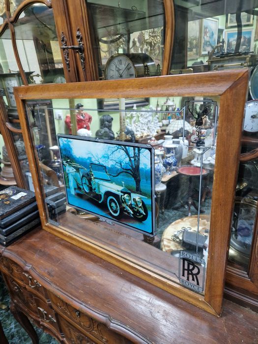 Уникално антикварно английско рекламно огледало Rolls Royce