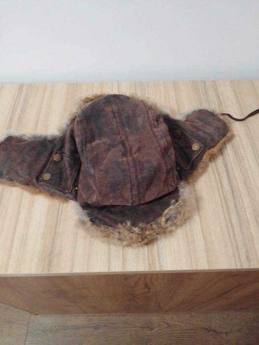 Шапка ушанка изцяло естествен косъм лисица мъжка