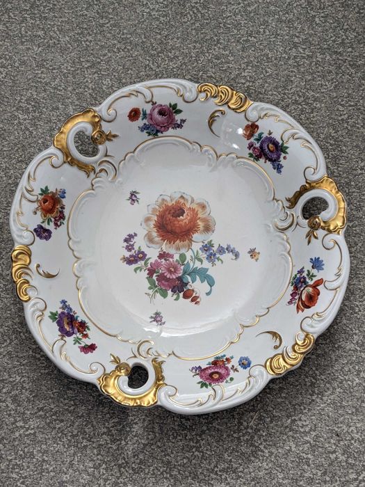 Schaubach Kunst блюдо тарелка золото Германия цветы раритет.