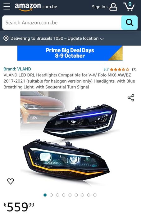 VW Polo MK6 2016-21 фарове с LED дневни светлини и динамични мигачи