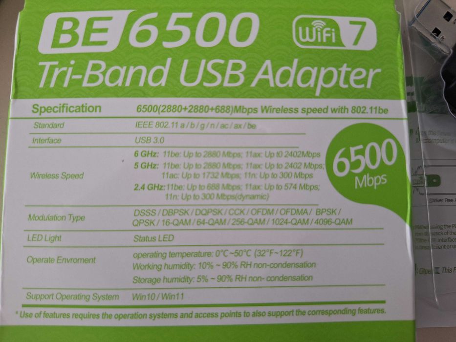 WiFi 7 USB 3.0 Gaming Card Driver 8912AU Chipset BE6500 USB Wireless