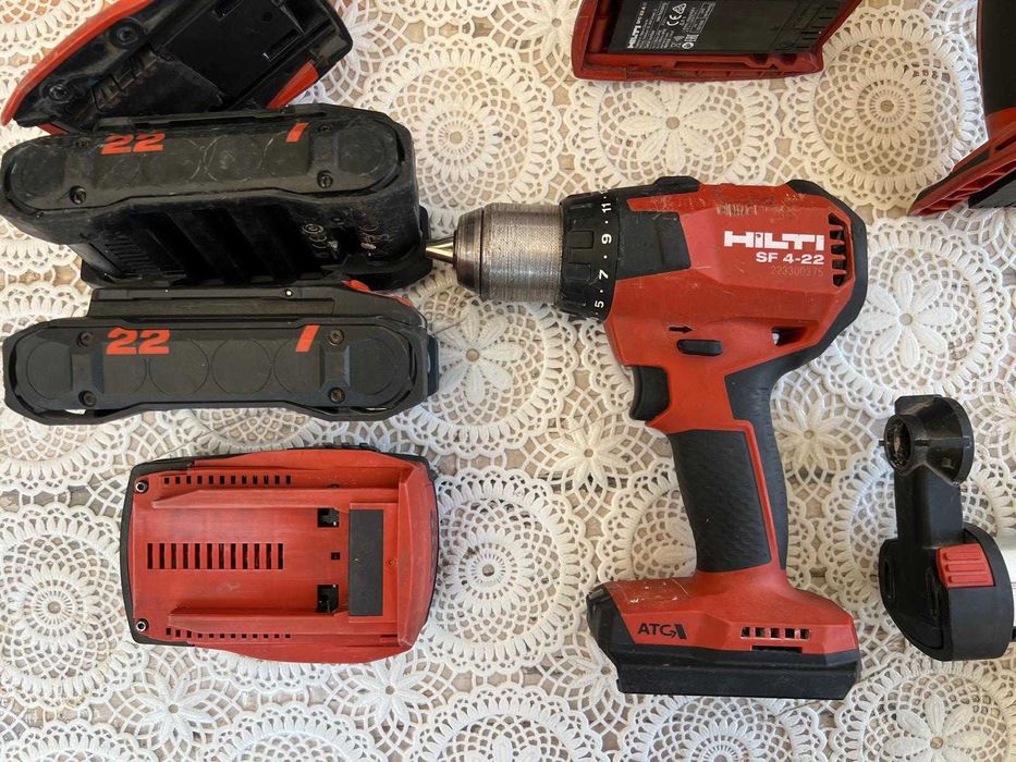 HILTI SDS MAX комбиниран къртач, акумулаторен шлайф, винтоверт, перфоратор с прахоуловител, лампа