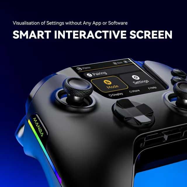 Controller Wireless cu Hall Effect, Display Interactiv și RGB – PC / Switch / Android / iPhone – NOU