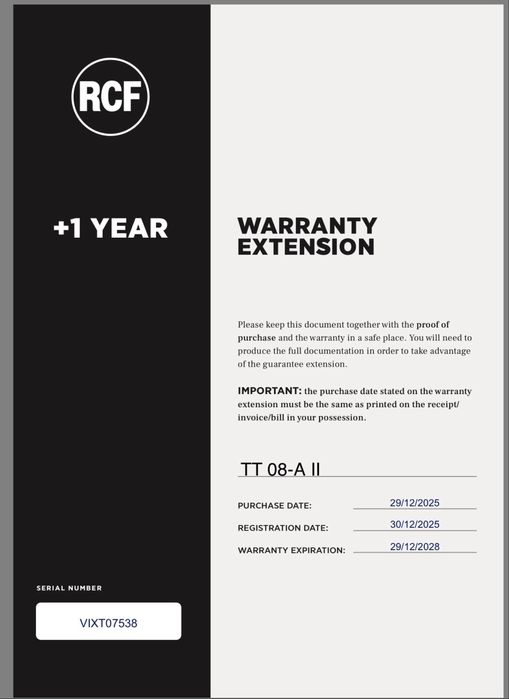 Rcf TT 08 A2 NOI cu  garantie completa in RO 3 ani