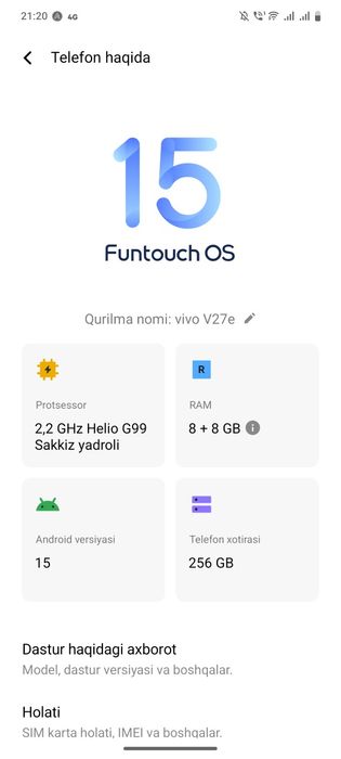 Vivo v27e garantiyasi bilan