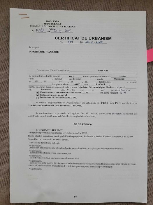 Teren Intravilan Slatina