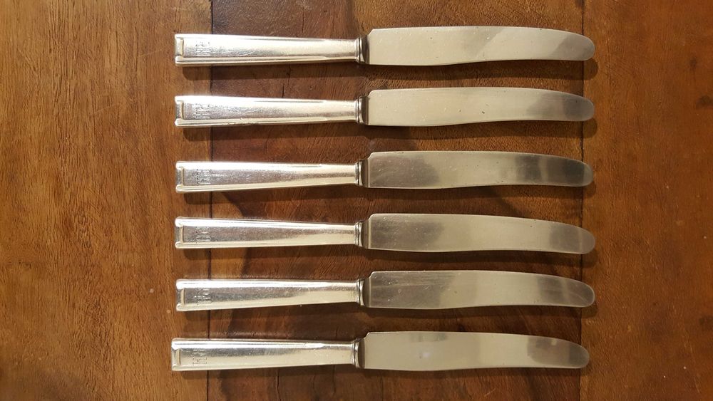 Винтидж трапезни ножове с посребрени дръжки Bruckmann Solingen – 6 бр.