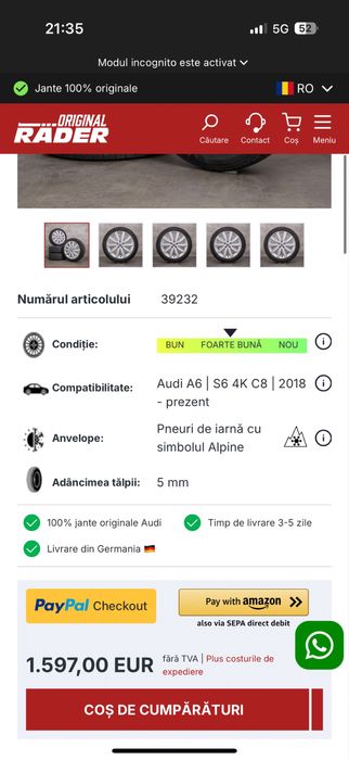 Jante oem 5x112 Audi A4/5/6/7/8 R19