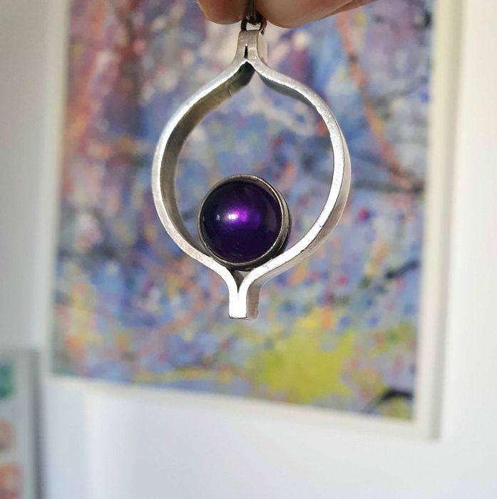 Pandantiv vintage argint si ametist