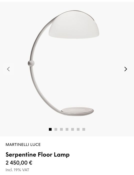 Лампа подова серпенте дизайн Elio Martinelli,Италия