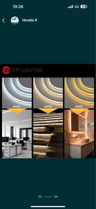 Banda led COB BTF LIGHTNING 12V 3 metri 336 si 528 leduri cul. 4000K